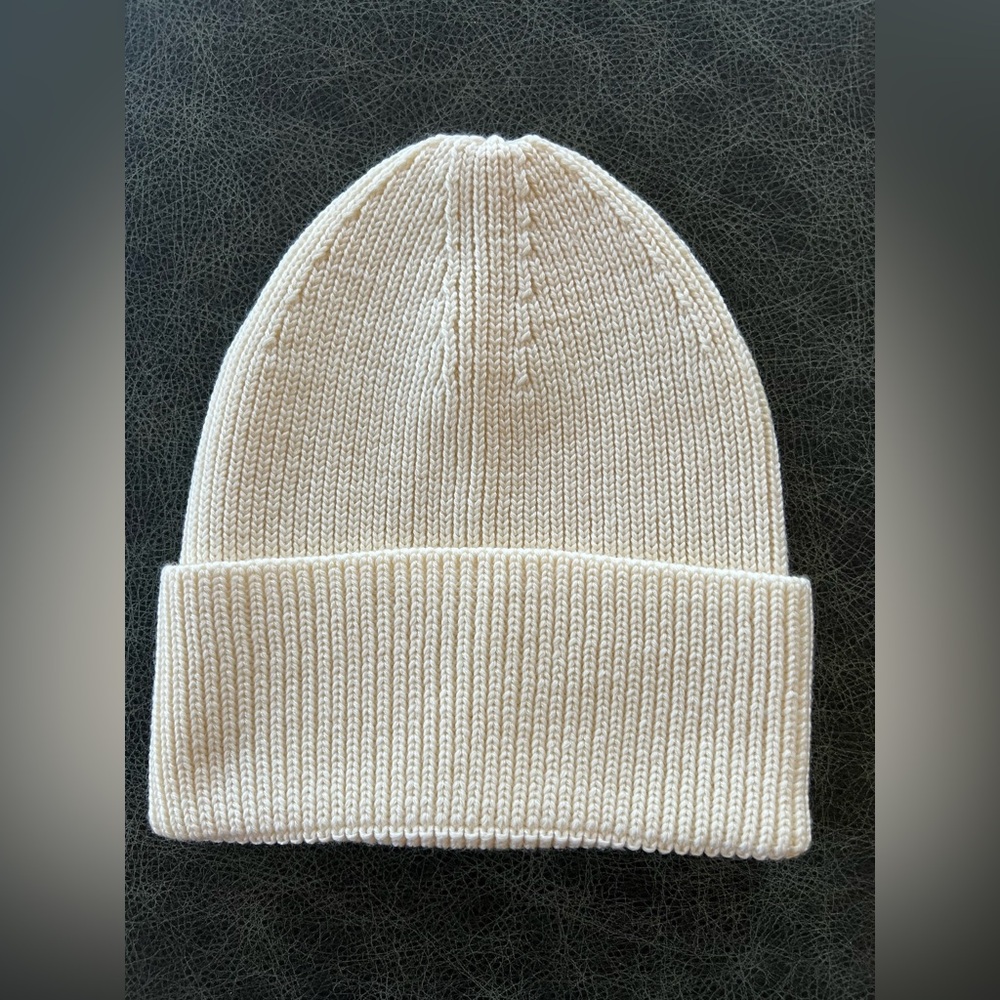Y-3 Adidas Hat Unisex 100% Wool Knit Beanie Off White One Size - Picture 2 of 10